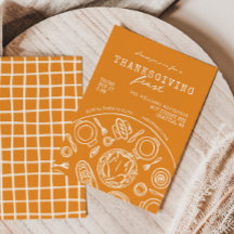 Dîner Thanksgiving À La Main Invitation Doodle