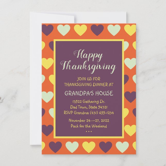 Dîner Thanksgiving en famille Invitation personnal (Devant)