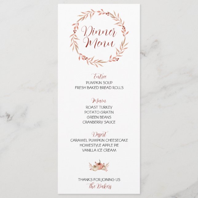 Dîner Thanksgiving Menu Citrouille Spice (Devant)