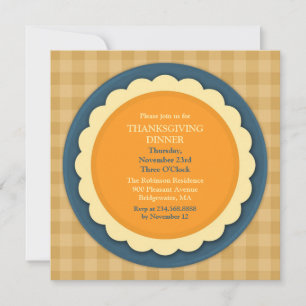 Dîner Thanksgiving Pie Plate Invitation