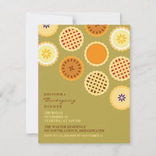 Dîner Thanksgiving Pies Plates Invitation