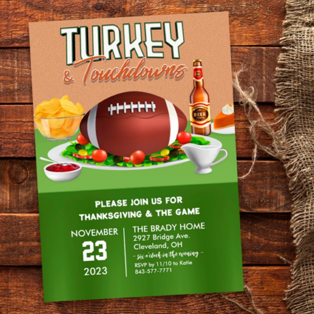 Dîner Turquie et Touchdowns Invitation (Créateur téléchargé)