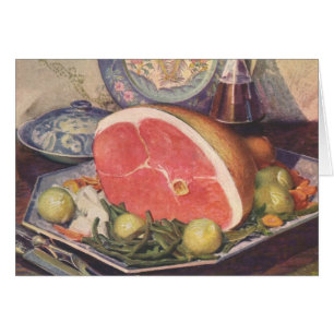 Dîner vintage de jambon avec haricots verts et pom