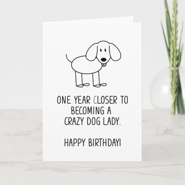 Dingue Chien Lady Funny Carte d'anniversaire (Devant)