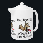 Dingue Goat Lady GetYerGoat<br><div class="desc">Notre célèbre 1 Chèvre Shy of Being the Crazy Chèvre Lady - vous ne trouverez pas cette chemise de chèvre ou cadeau ailleurs. GetYerGoat Exclusive.</div>