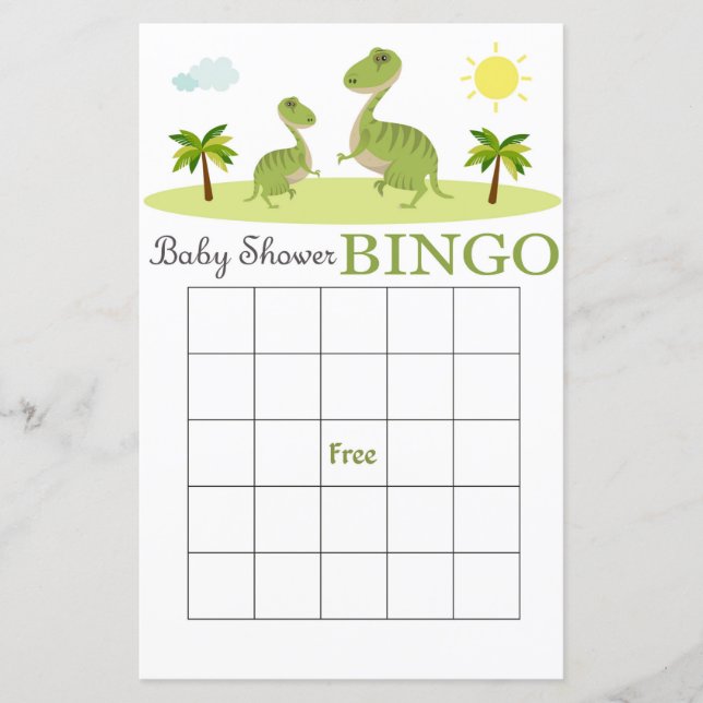 Dino baby shower carte de bingo, Dinosaur carte de (Devant)
