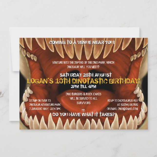 Dino Bite - Invitations Monstrous Dinosaur Party (Devant)