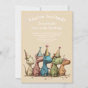Dino   Cartoon Cute Dinosaures Invitation Annivers