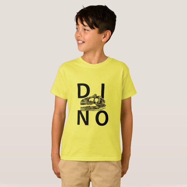DINO - Chemise T-Shirt Jaune pour enfants TAGLESS® (Devant entier)