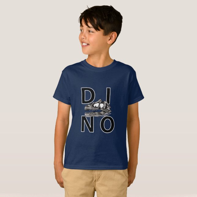 DINO - Chemise T-Shirt pour enfants Navy TAGLESS® (Devant entier)