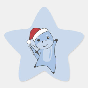 Dino Christmas Dinos Winter Animaux Star Sticker
