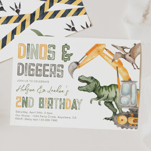 Dino Diggers 2e Invitation anniversaire