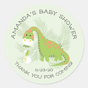 Dino Love Boys Baby shower Favoriser Sticker