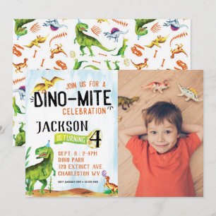 Dino-Mite Photo Dinosaur Invitation Anniversaire