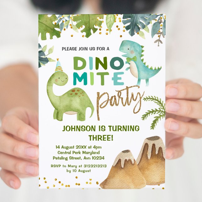 Dino-mite t-rex invitation de fête d'anniversaire (Créateur téléchargé)