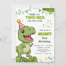 Dino Party Deuxième invitation anniversaire
