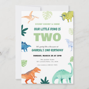 Dino Party Dinosaur deuxième invitation anniversai