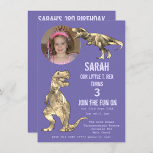 Dino Party Dinosaur T Rex Girl 3e anniversaire vio