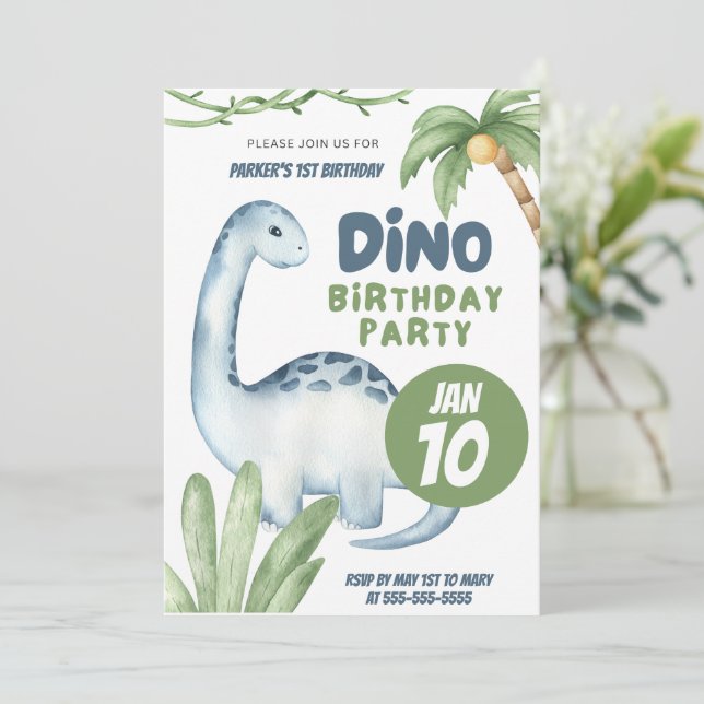 Dino Party | Dinosaures Première invitation d'anni (Debout devant)