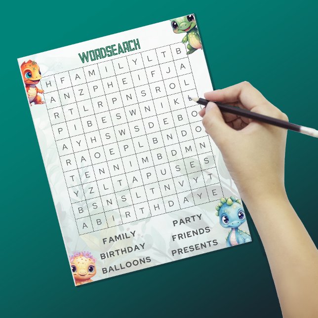 Dino Roar Wordsearch Partie Fiche de jeu (Créateur téléchargé)