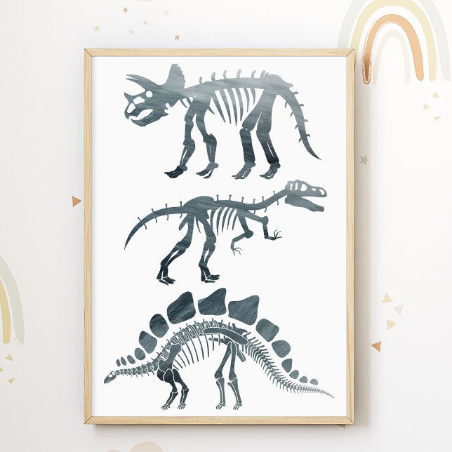 Dino Skeletons Salle Enfants Imprimer Poster Dinos (Créateur téléchargé)