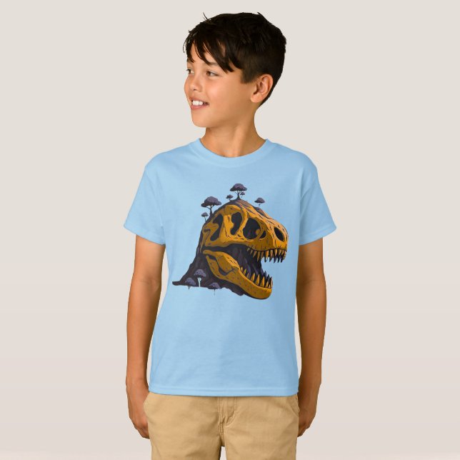 Dino Skull Île Graphique T-Shirt (Devant entier)