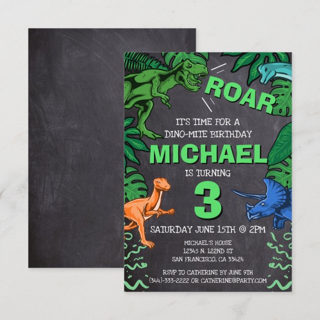 Dino Trex Jurassic Boy Dinosaur Anniversaire (Devant / Derrière)