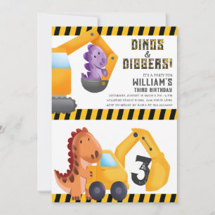 Dinos et Diggers Invitation de fête d'anniversaire