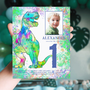 Dinosaur 1er anniversaire fête photo aquarelle