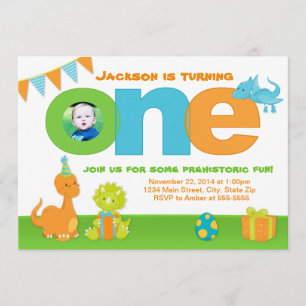 Dinosaur 1er anniversaire Invitation 5x7 Carte pho