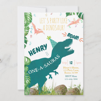 Dinosaur 1er anniversaire Invitation Oneasauras TR