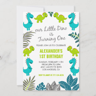 Dinosaur 1er anniversaire invitations jungle garço