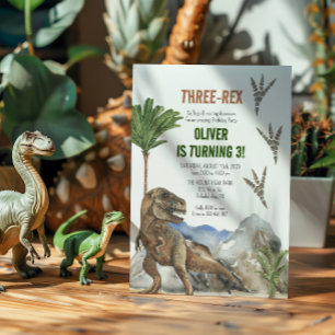 Dinosaur 3e invitation de fête d'anniversaire