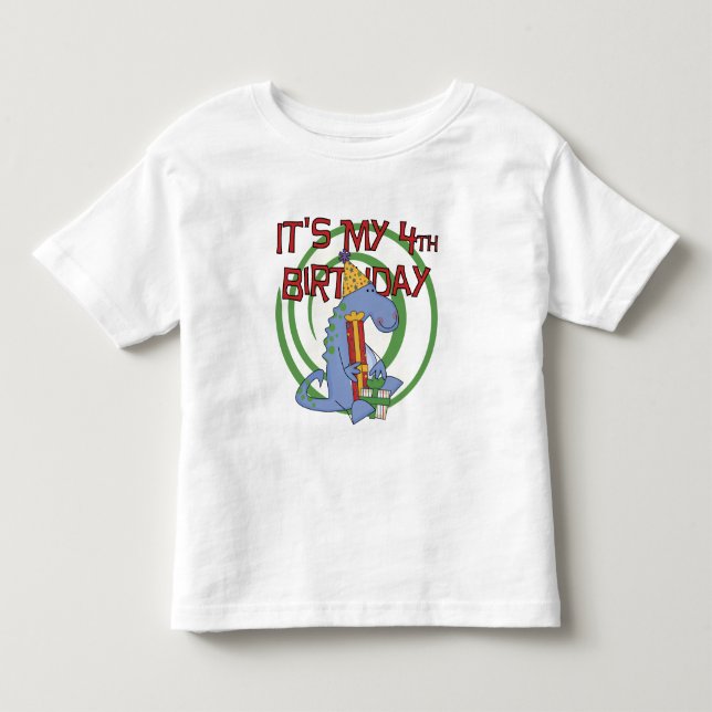 Dinosaur 4e anniversaire T-shirts et cadeaux (Devant)
