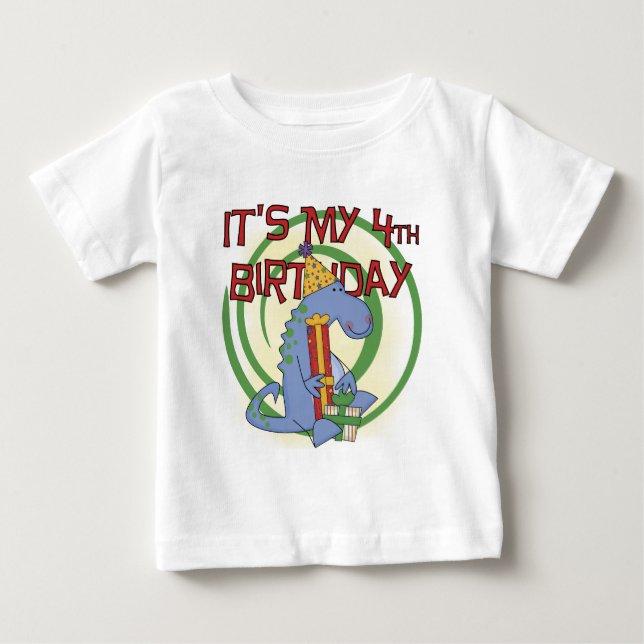 Dinosaur 4e anniversaire T-shirts et cadeaux (Devant)