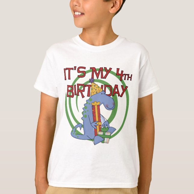 Dinosaur 4e anniversaire T-shirts et cadeaux (Devant)