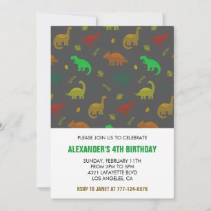 Dinosaur 4ème anniversaire invitation enfants jung