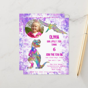 Dinosaur 5e anniversaire T Rex Photo Purple Budget