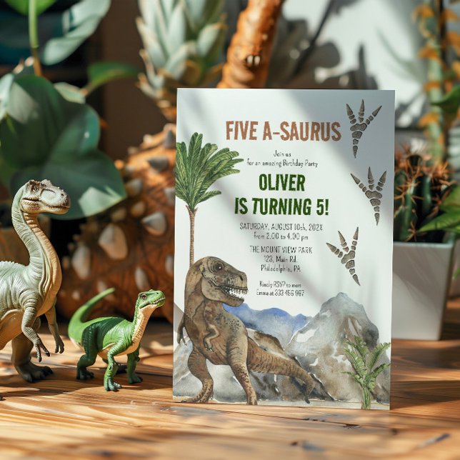 Dinosaur 5e invitation de fête d'anniversaire (Créateur téléchargé)
