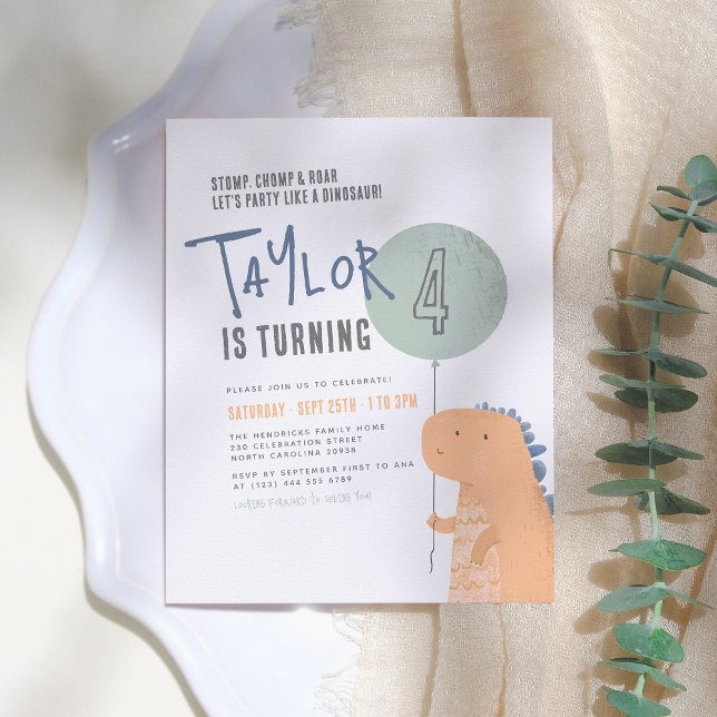 Dinosaur Anniversaire Budget de la fête Carte post (Créateur téléchargé)