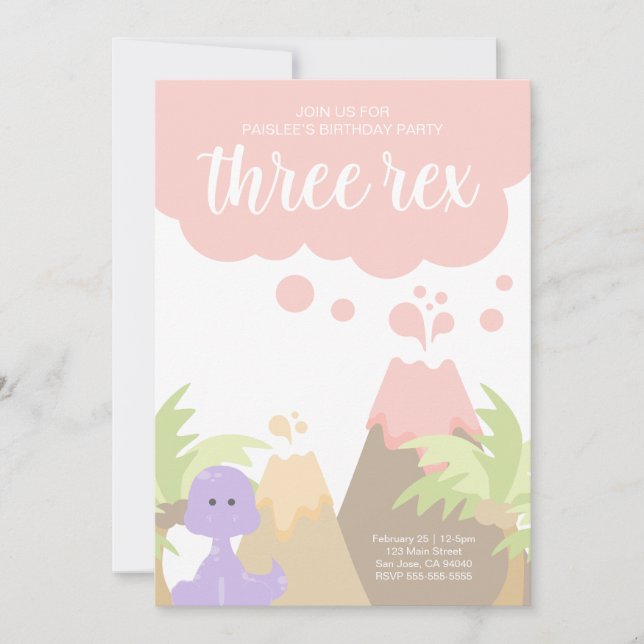 Dinosaur Anniversaire Fête Invitation (Devant)