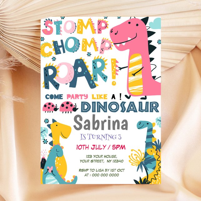 Dinosaur Anniversaire Fête Invitation (Créateur téléchargé)