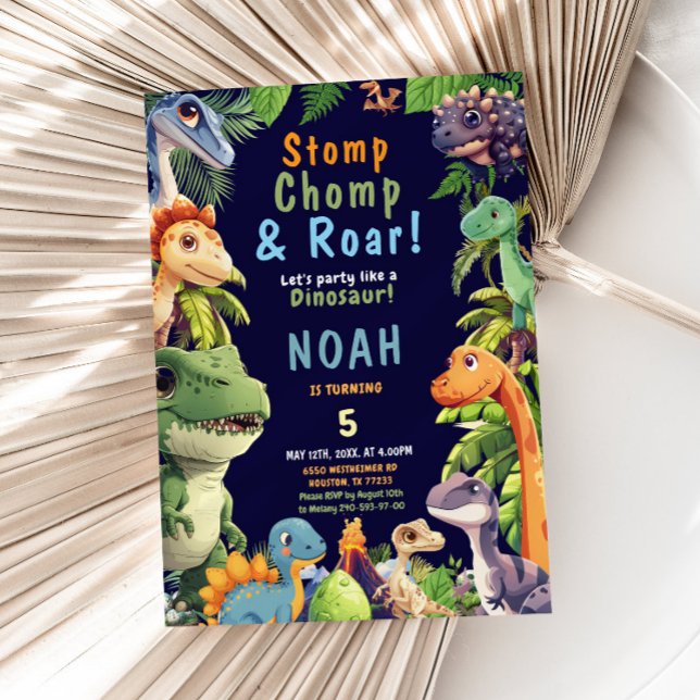 Dinosaur Anniversaire Fête Invitation (Créateur téléchargé)