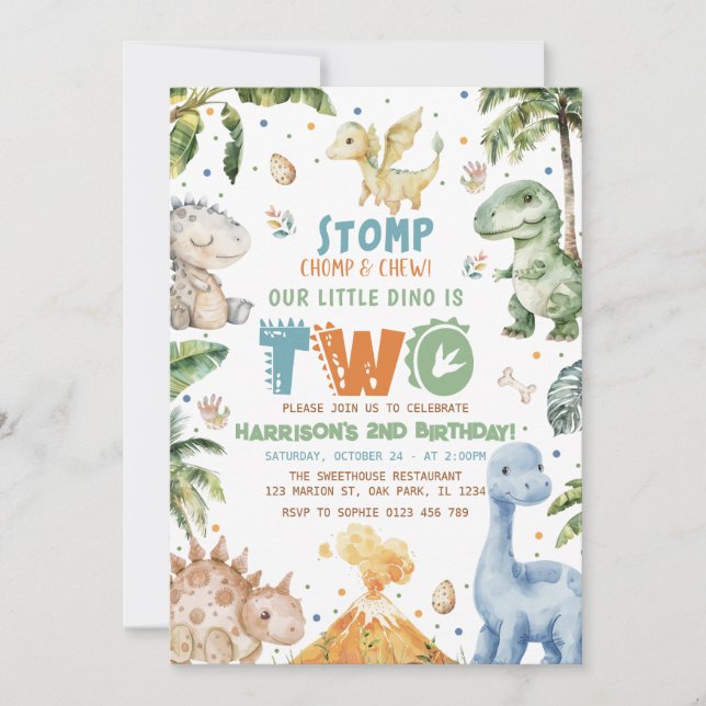 Dinosaur Anniversaire Fête Invitation (Devant)