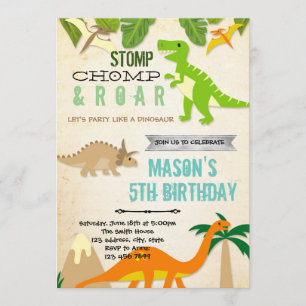 Dinosaur anniversaire invitation