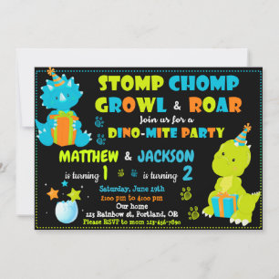Dinosaur anniversaire invitation