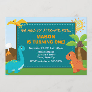 Dinosaur Anniversaire Invitation de fête 5x7 Carte