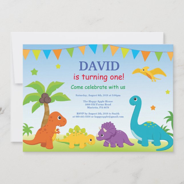 Dinosaur Anniversaire Invitation Dino Party (Devant)