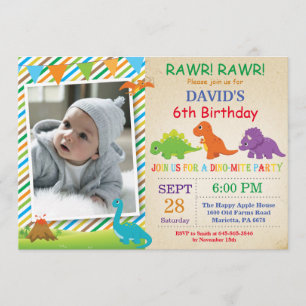 Dinosaur Anniversaire Invitation Dino Party