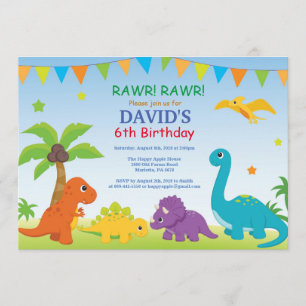Dinosaur Anniversaire Invitation Dino Party